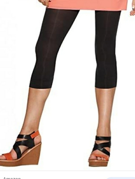 NWT L'EGGS Control Top Black Capri length women's Leggings/Tights~Medium~ - Picture 2 of 5